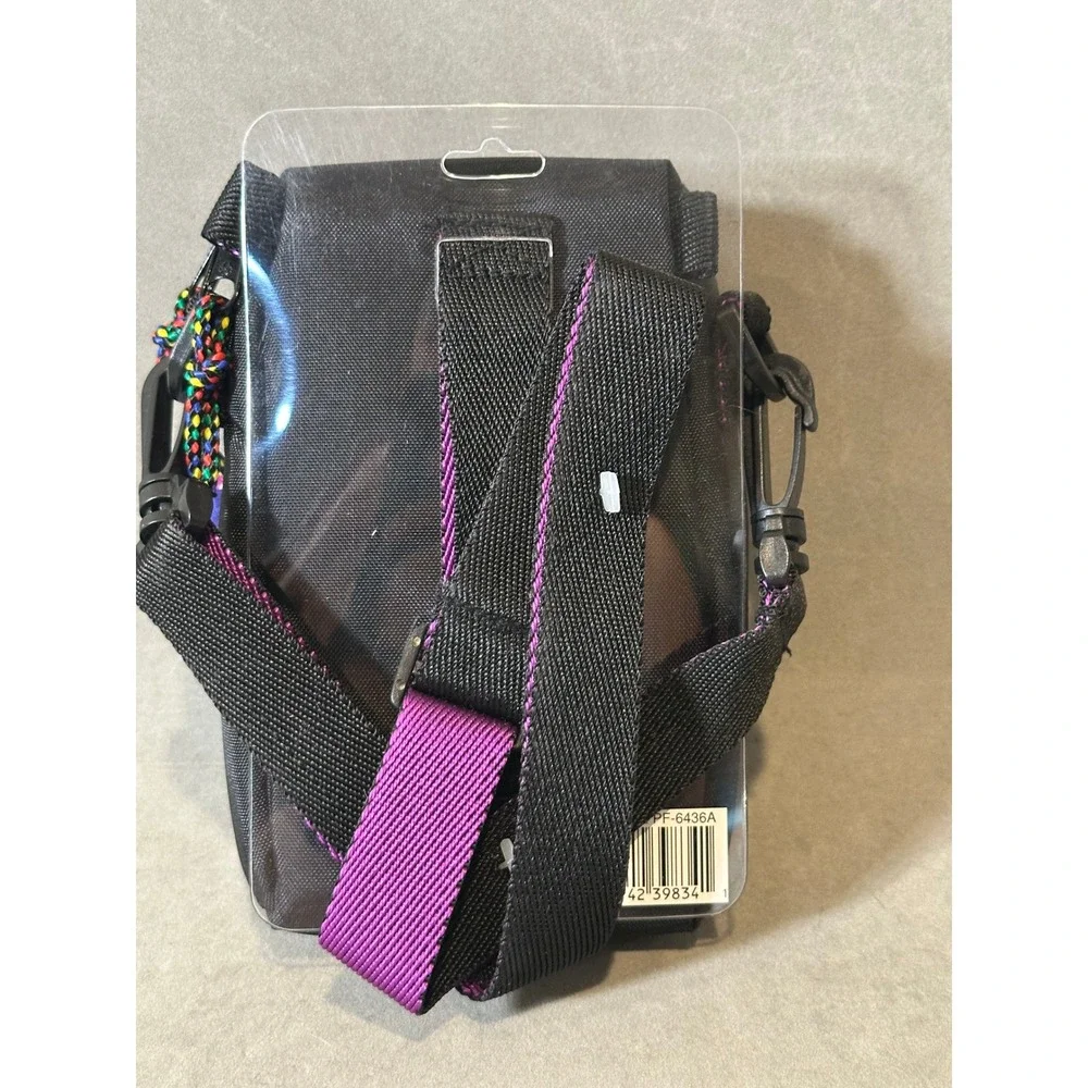 Vintage 90s Quality Camera Accessories Purple Black Nylon Small Camera Bag NWT